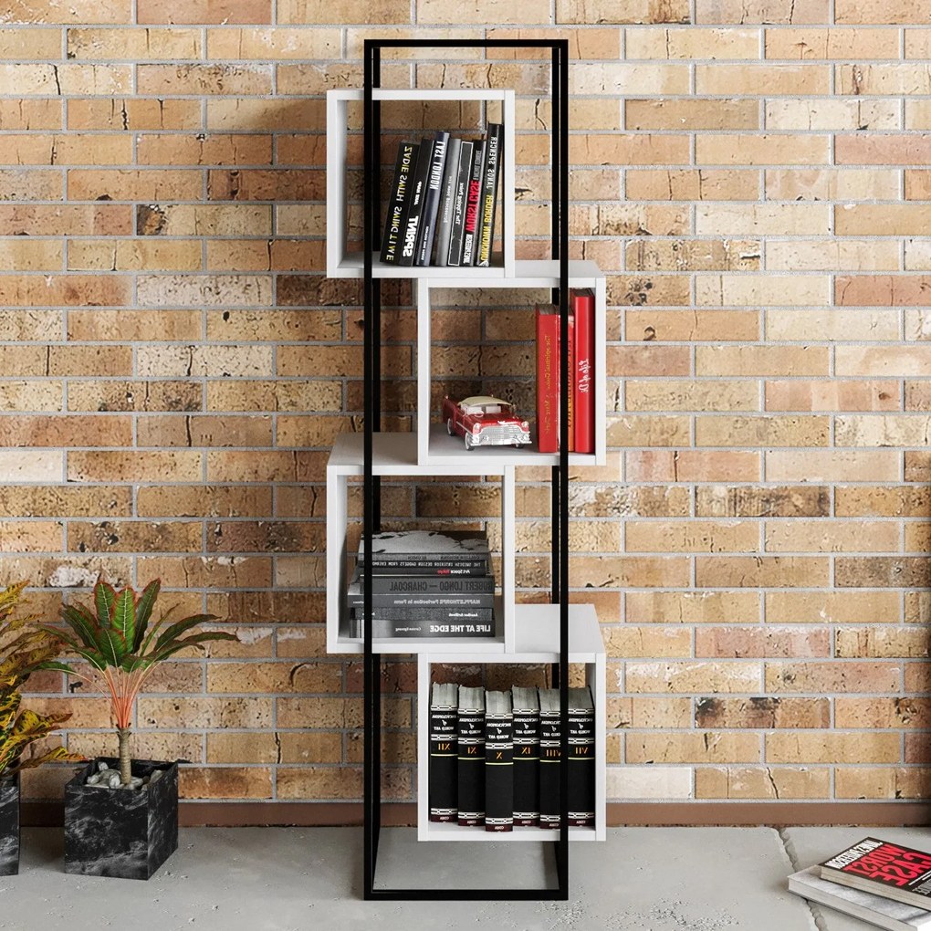 Estante Prada – Preto e Branco – 52x160x38 cm