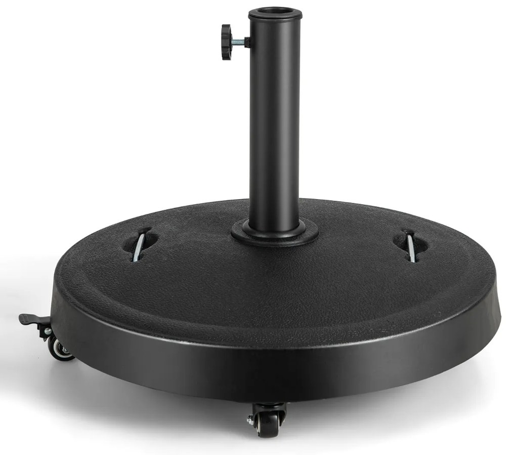 Base para guarda-sol de exterior, capacidade de carga de 23 kg com rodas, pegas, suporte de guarda-sol redondo de 52 cm para jardim e pátio