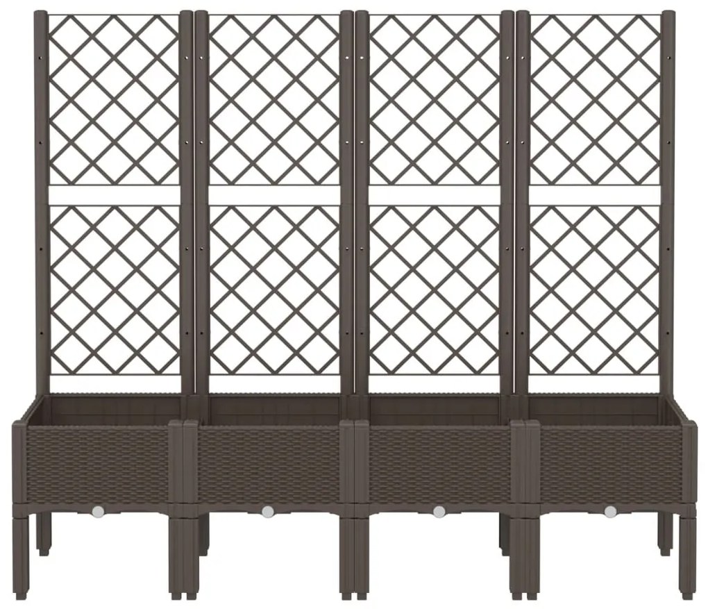 Vaso/floreira de jardim c/ treliça 160x40x142 cm PP castanho