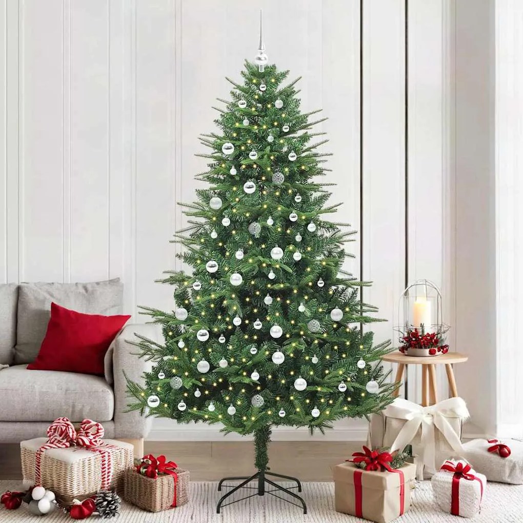 vidaXL Árvore de Natal Artificial Pré-iluminada com Conjunto de Bolas