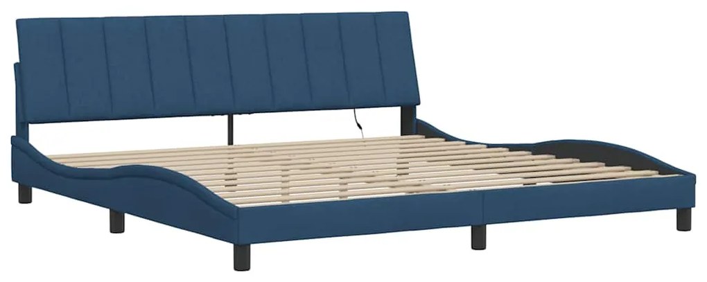 Estrutura de cama sem colchão 200x200 cm tecido azul