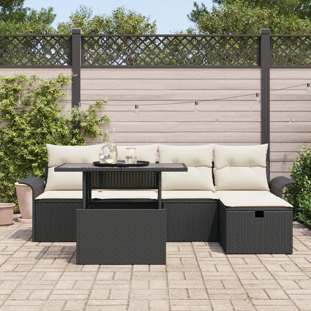 Conjunto de Sofá de Jardim vidaXL de 6 Peças com Almofadas em Rattan P