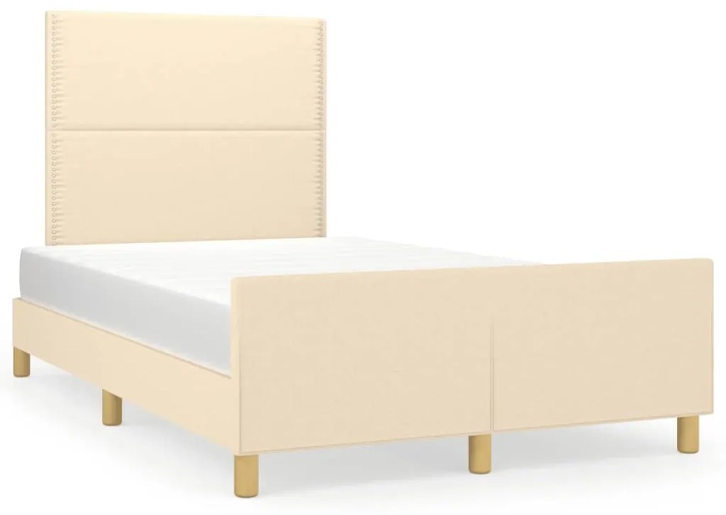 vidaXL Estrutura de cama sem colchão 120x190 cm tecido creme