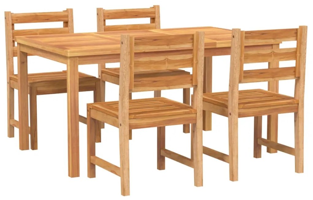 5 pcs conjunto de jantar p/ jardim madeira de teca maciça