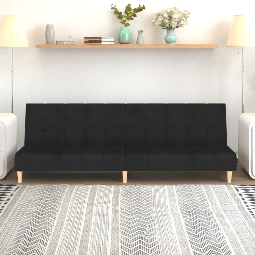 vidaXL Sofá-cama de 2 lugares tecido preto