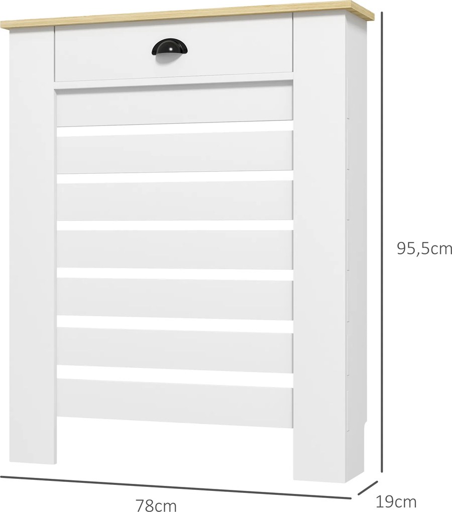Cobertura para Radiador com Gaveta Cobertura para Radiador de MDF para Sala de Estar Dormitório Corredor 78x19x95,5 cm Branco