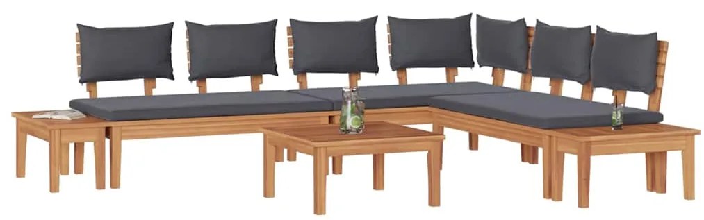 Conjunto de Bancos de Jardim com cortinas 3 pcs