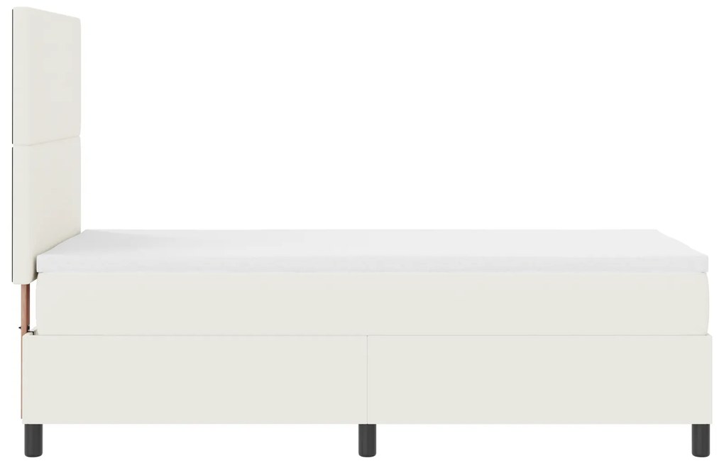 Cama Box Spring com Colchão Creme 80x200 cm Tecido de Veludo Cotelê
