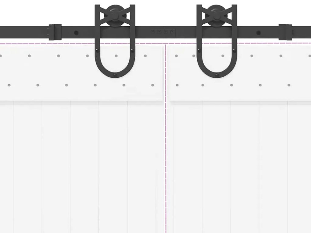 Kit de ferragens para porta deslizante 400 cm aço preto