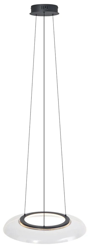 Candeeiro suspenso de design preto e transparente com 3 níveis de regulação - Scacrylic