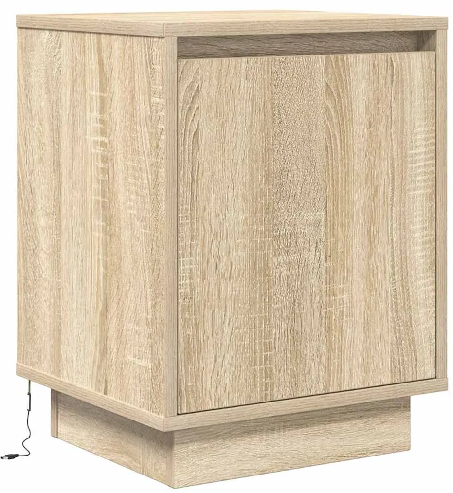 Mesa de cabeceira com luzes LED 38x34x50 cm carvalho sonoma