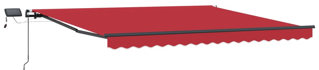 Toldo Retrátil Manual vidaXL com LED Vermelho 450x350 cm