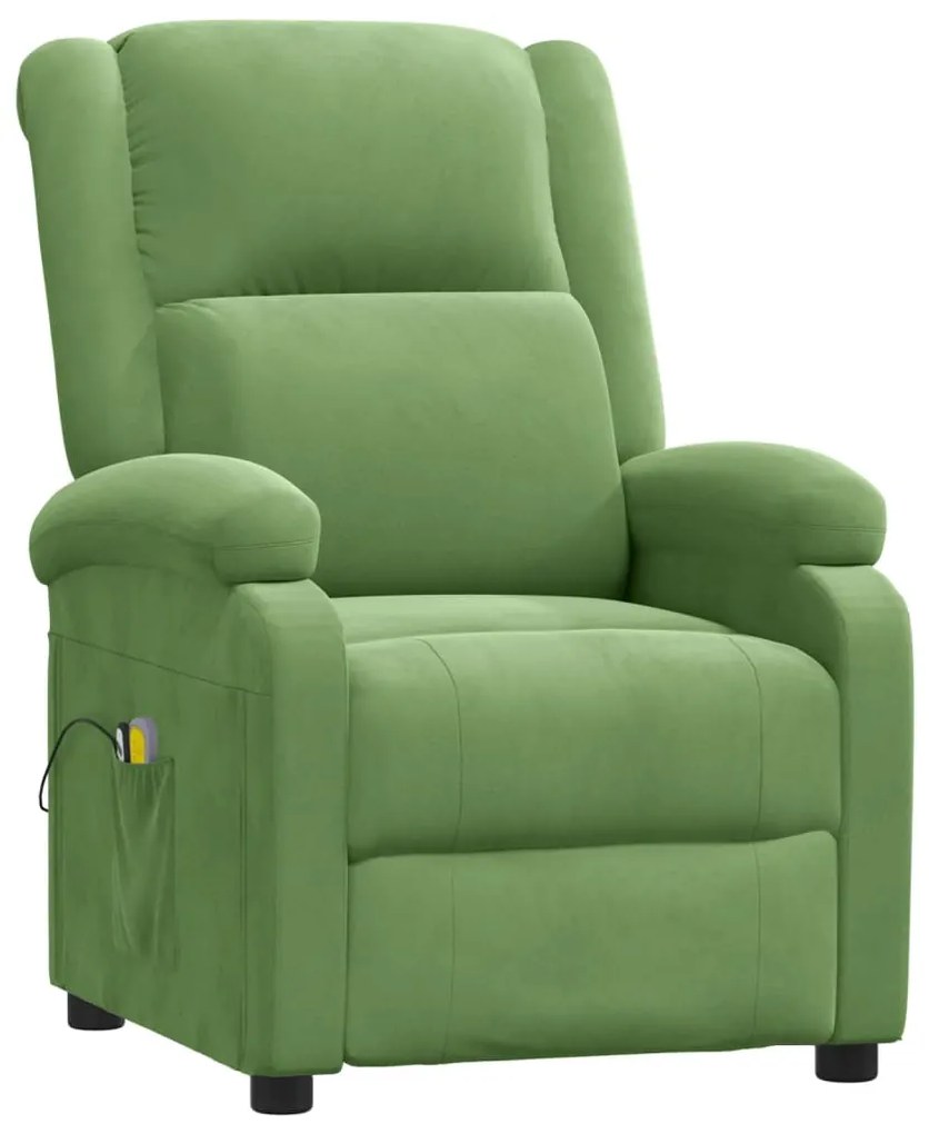 Poltrona de massagens elétrica veludo verde-claro