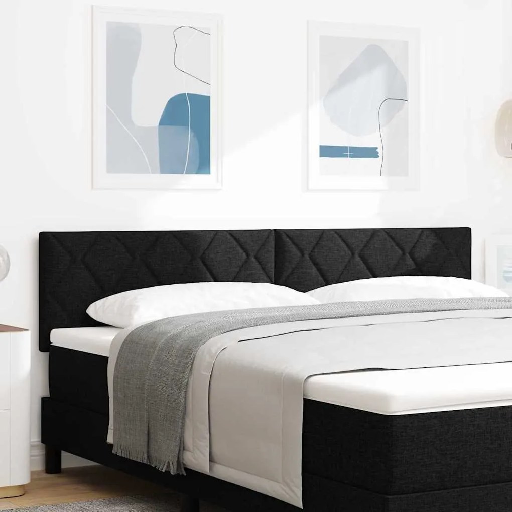 Cabeceira com Design de Blocos de Diamante em Preto, 180 cm, Tecido