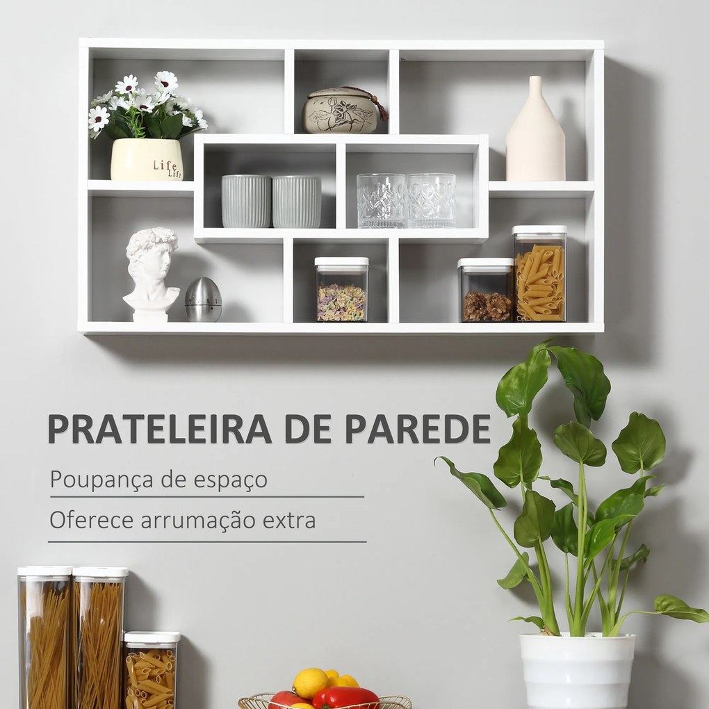 Estante de parede decorativa Conjunto de 8 estantes para CDs Estantes Flutuantes Cubos Modernos 85x14,5x47,5cm Carga 20kg Madeira