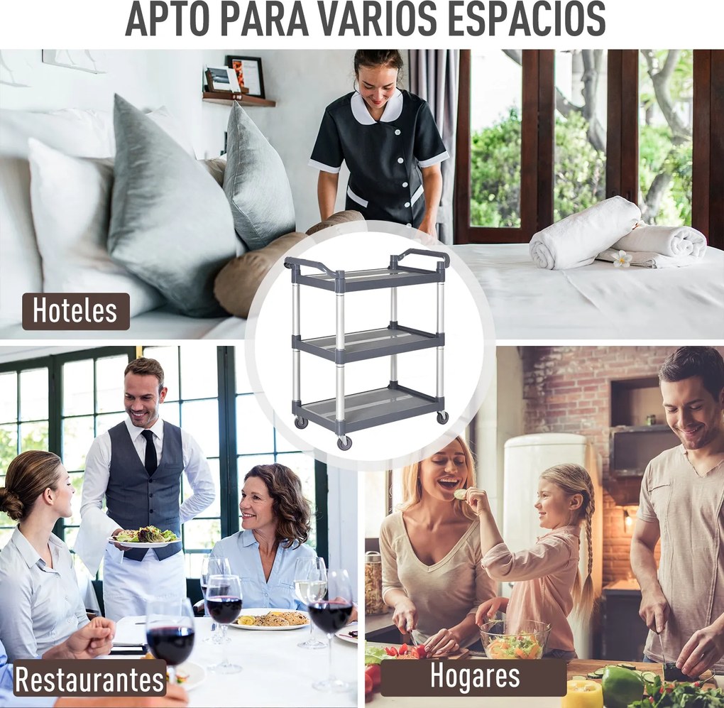 Carrinho de armazenamento multiuso 3 níveis carrinho de cozinha restau