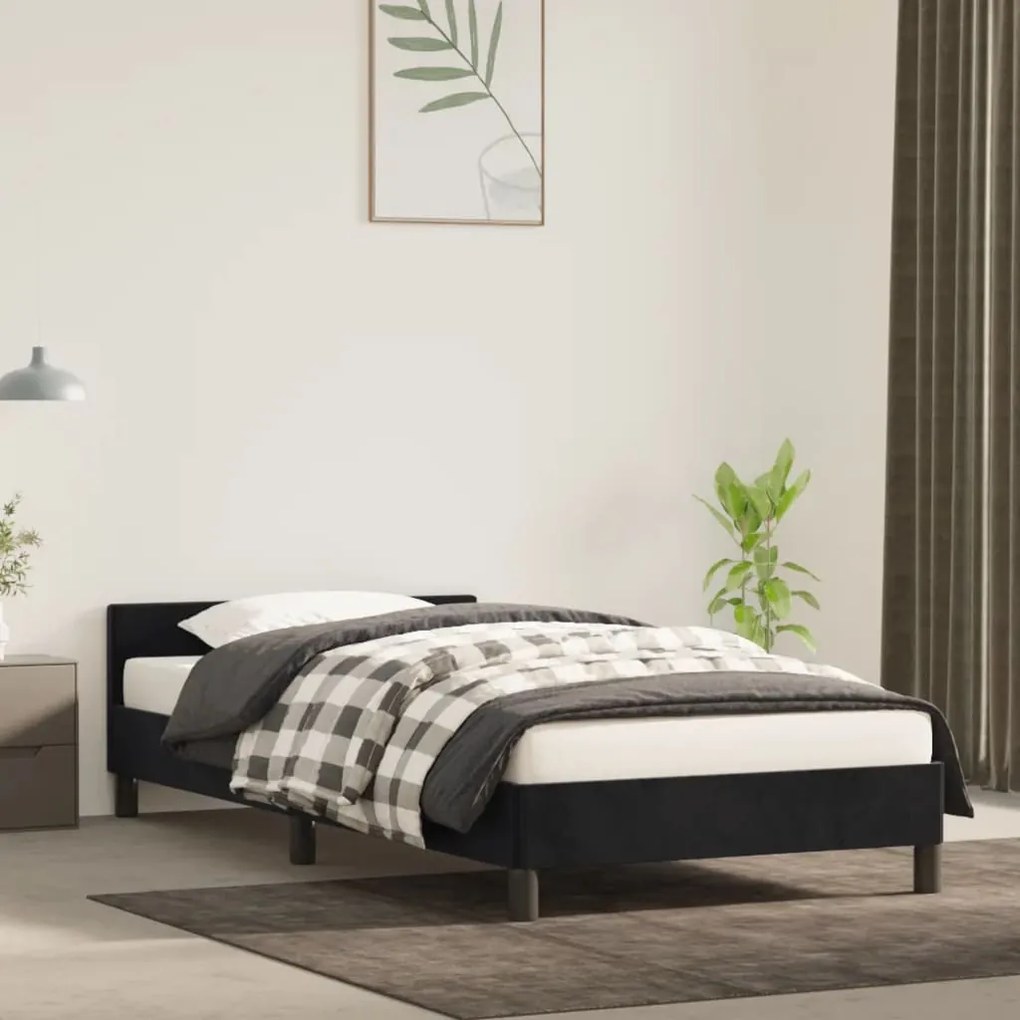 vidaXL Estrutura cama c/ cabeceira sem colchão veludo 80x200 cm preto