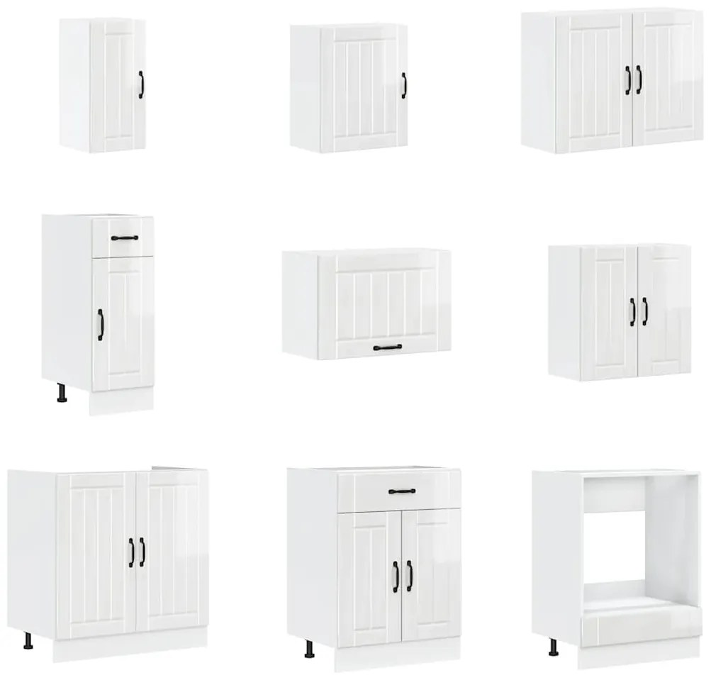 14 peças armário de cozinha conjunto Lucca brilho branco