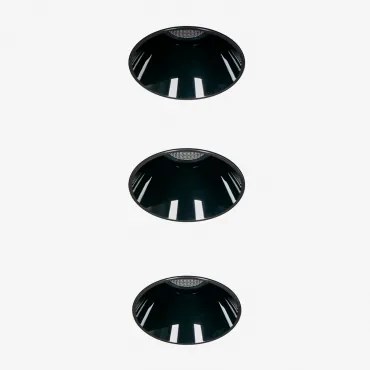 Pack De 3 Downlights Led Embutidos Sem Moldura Trimless Redondos Em Alumínio Luisiana Preto & Branco 3000k & Ø6,8 Cm & 8 W & 38º - Sklum