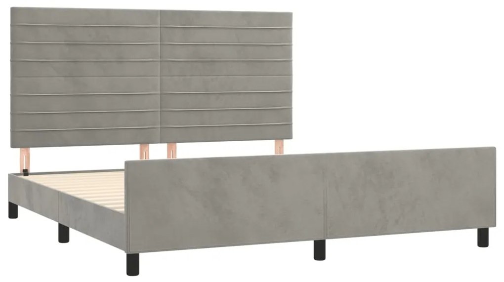 Estrutura de cama sem colchão 160x200 cm veludo cinzento-claro