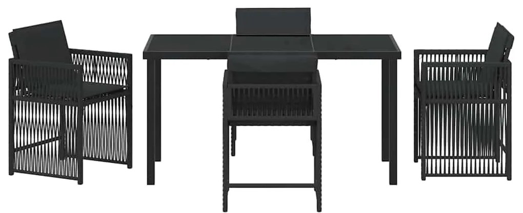 Conjunto de Jantar para Jardim com 5 Peças e Almofadas Preto Poli Ratt