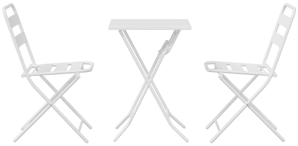 Conjunto Bistro Dobrável 3 Peças Branco Aço
