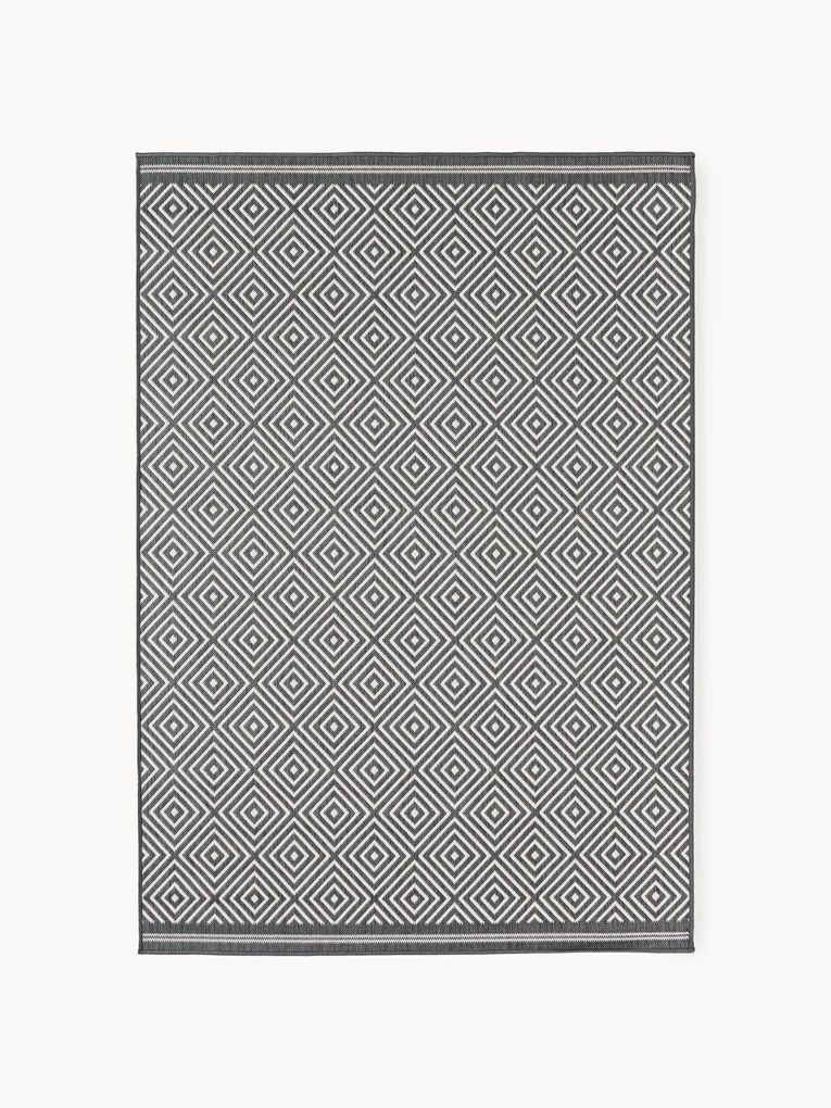 Tapete reversível para interior e exterior com padrão de diamante Reddy