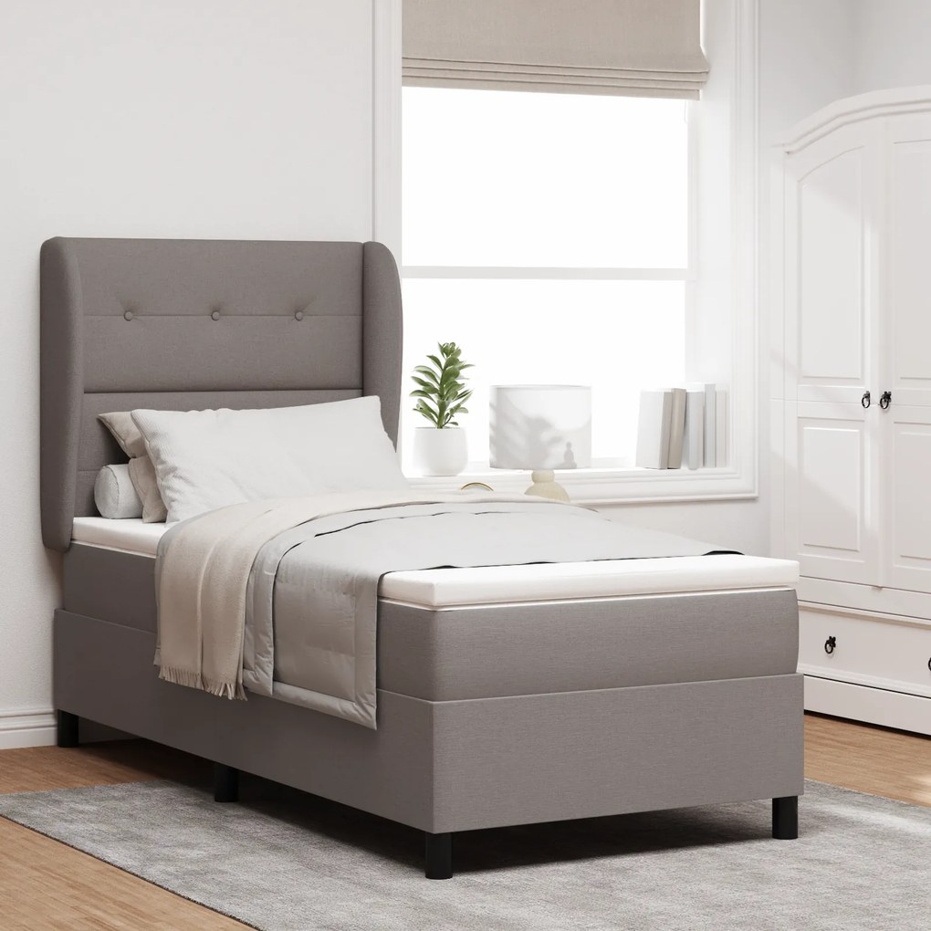 Camas Box Spring com Colchão vidaXL Taupe 90x190 cm em Tecido