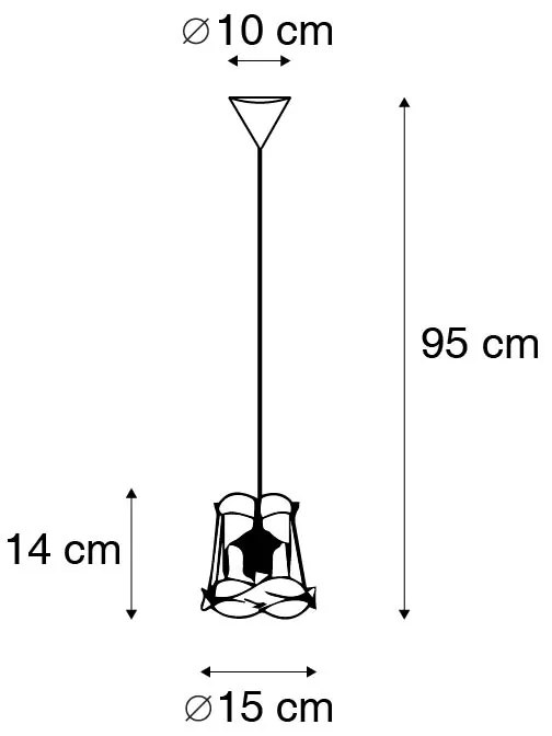 Candeeiro de suspensão retro preto 15 cm - Granny Frame Retro