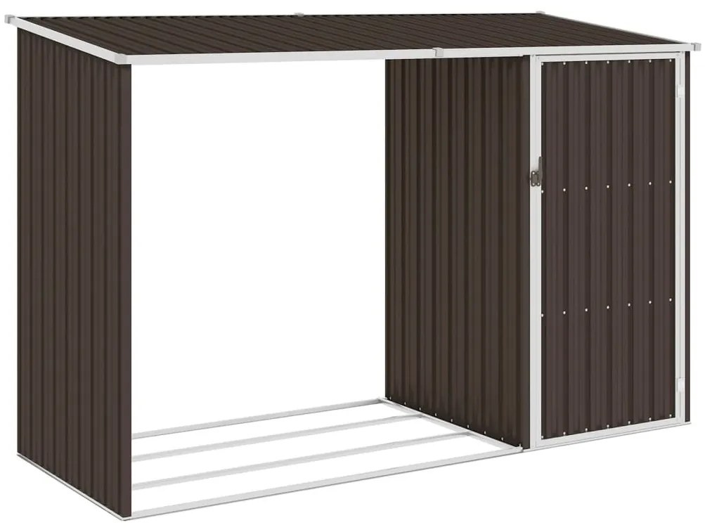 Abrigo de lenha p/ jardim 245x98x159cm aço galvanizado castanho