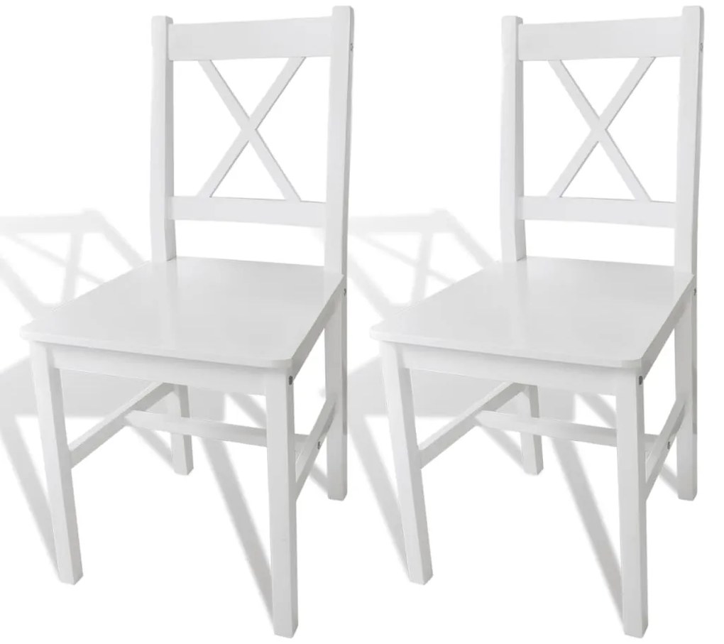 Cadeiras de jantar 2 pcs madeira de pinho branco