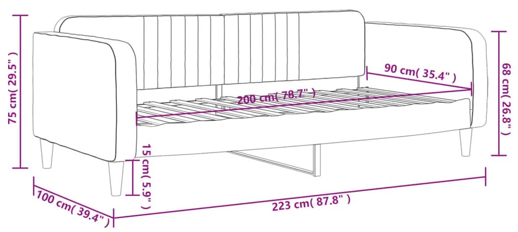 Sofá-cama 90x200 cm veludo amarelo