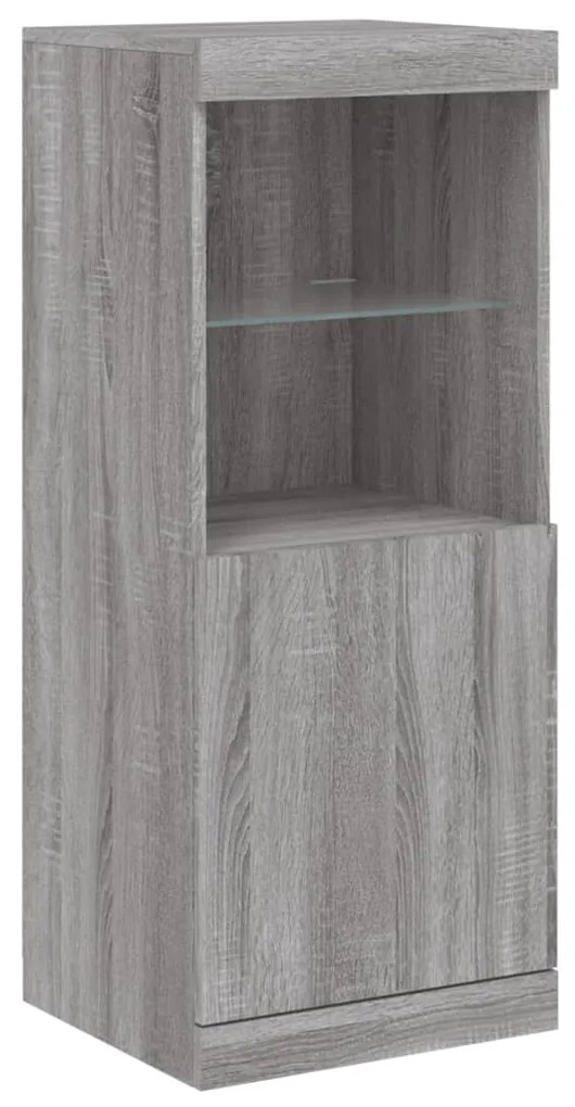 Aparador com luzes LED 41x37x100 cm cinzento sonoma