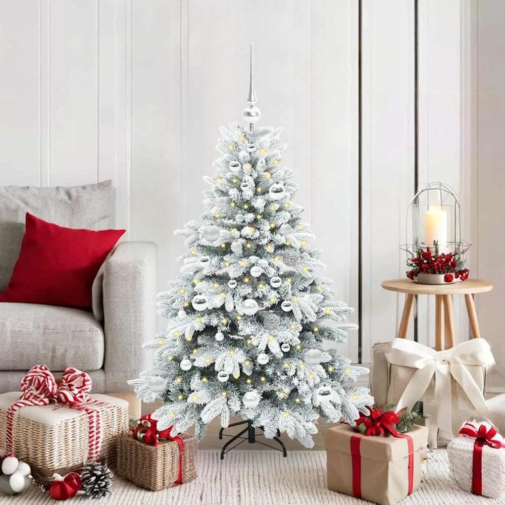 vidaXL Árvore de Natal Artificial com 150 LEDs Branco 120 cm PE e PVC