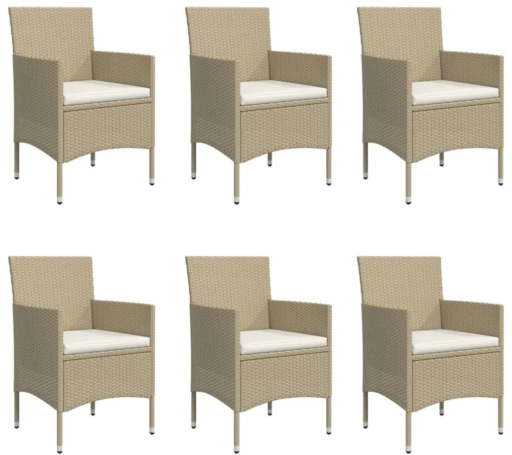 7 pcs conjunto de jantar p/ jardim c/ almofadões bege e preto
