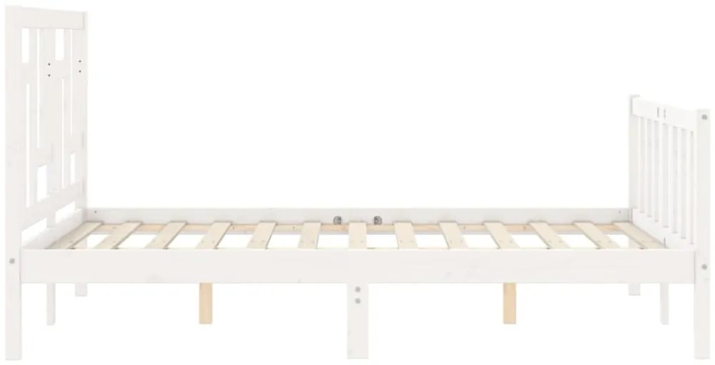 Cama sem colchão 140x200 cm madeira de pinho maciça branco