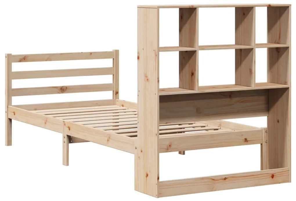 Cama com estante sem colchão 90x190 cm pinho maciço