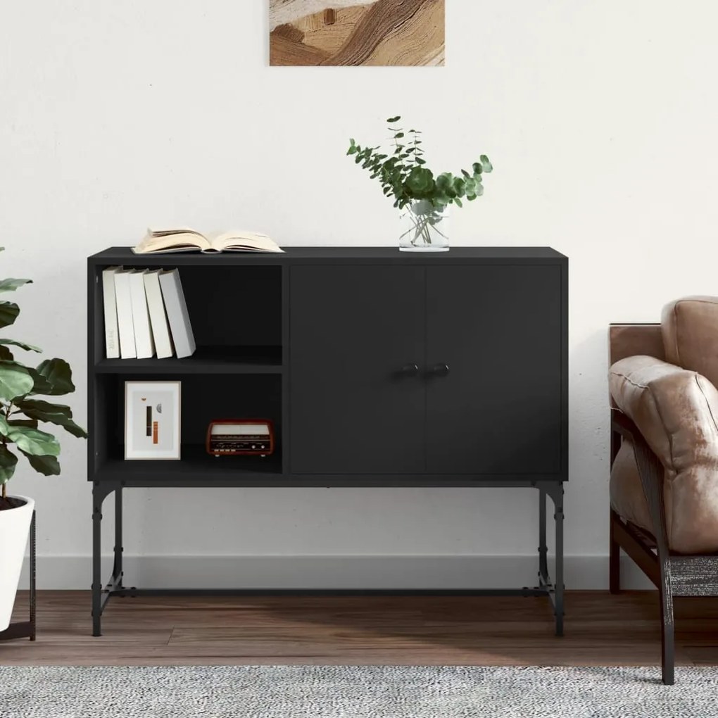 vidaXL Aparador 100x40x79,5 cm derivados de madeira preto