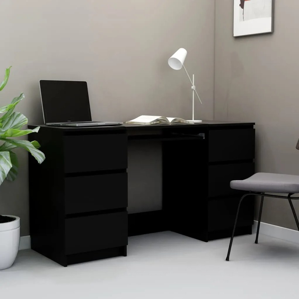 800811 vidaXL Secretária 140x50x77 cm contraplacado preto