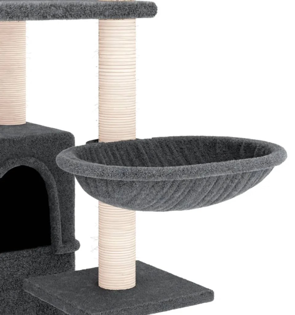 Árvore p/ gatos c/ postes arranhadores sisal 175cm cinza-escuro