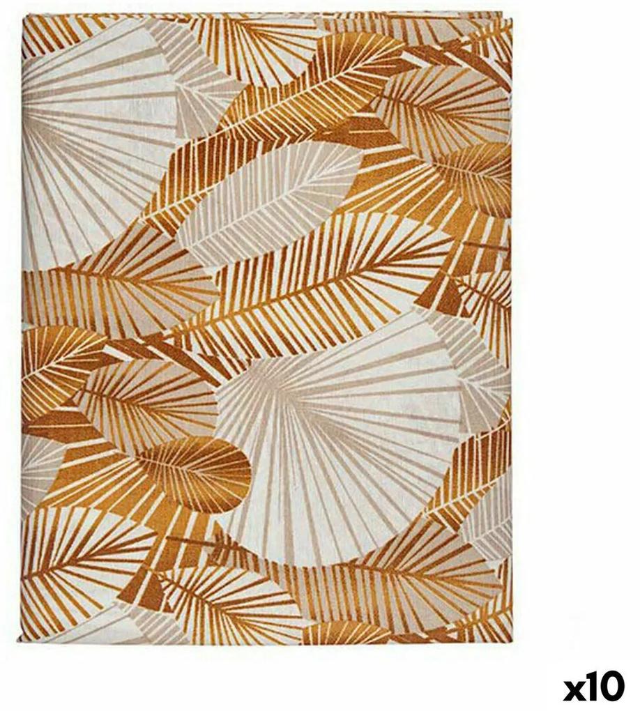 Toalha de Mesa Loneta Antimanchas Folhas 140 x 180 cm Dourado (10 Unidades)