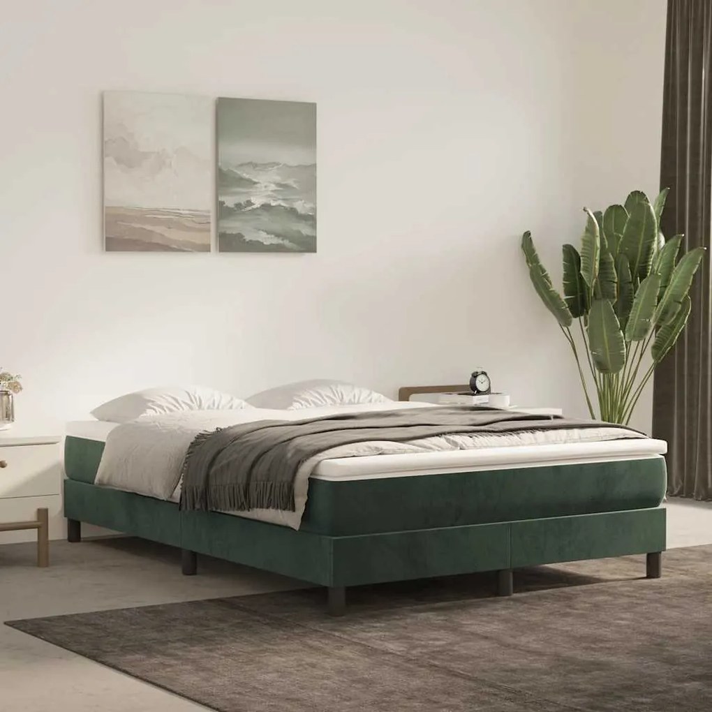 vidaXL Colchão de molas ensacadas 120x210x20 cm veludo verde-escuro