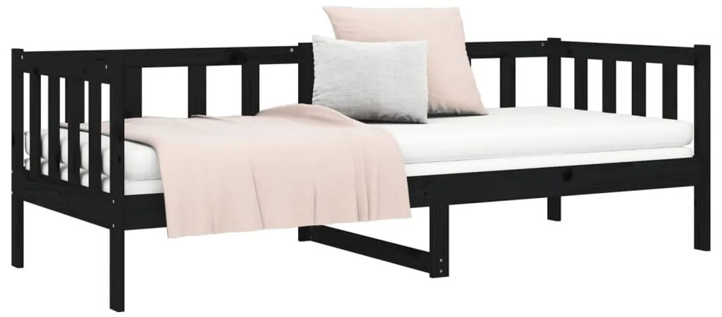 Sofá-cama 80x200 cm madeira de pinho maciça preto