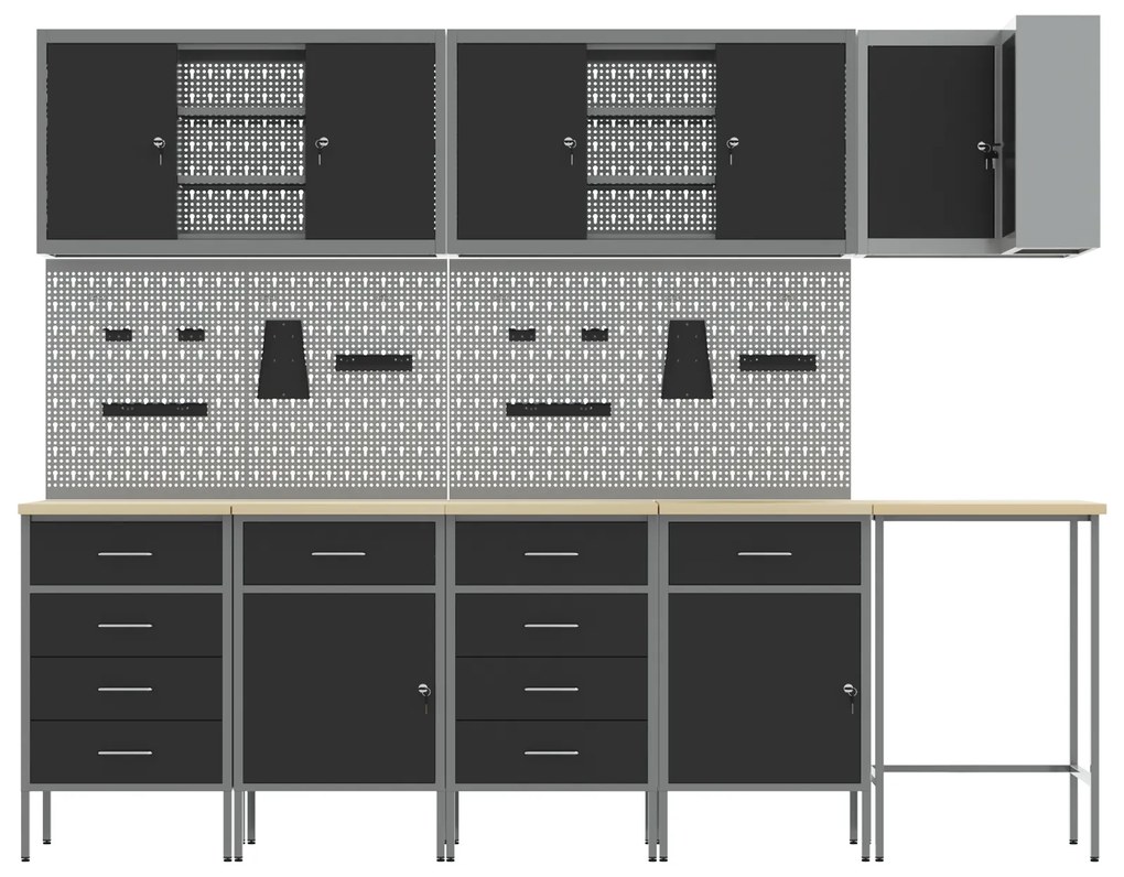 Conjunto de Armário de Trabalho e Painel de Ferramentas de 12 Peças vi