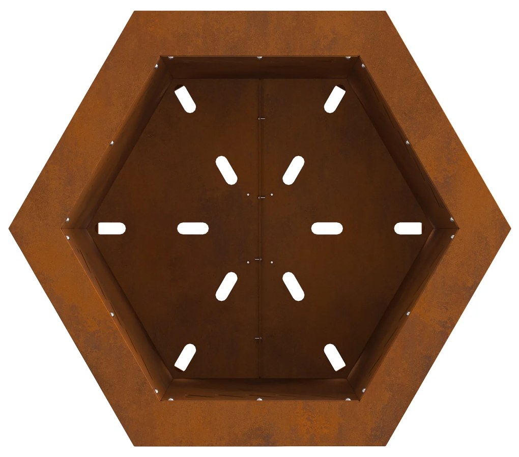 Fogo Sem Fumaça Hexagonal 48x48x51 cm Aço Envelhecido