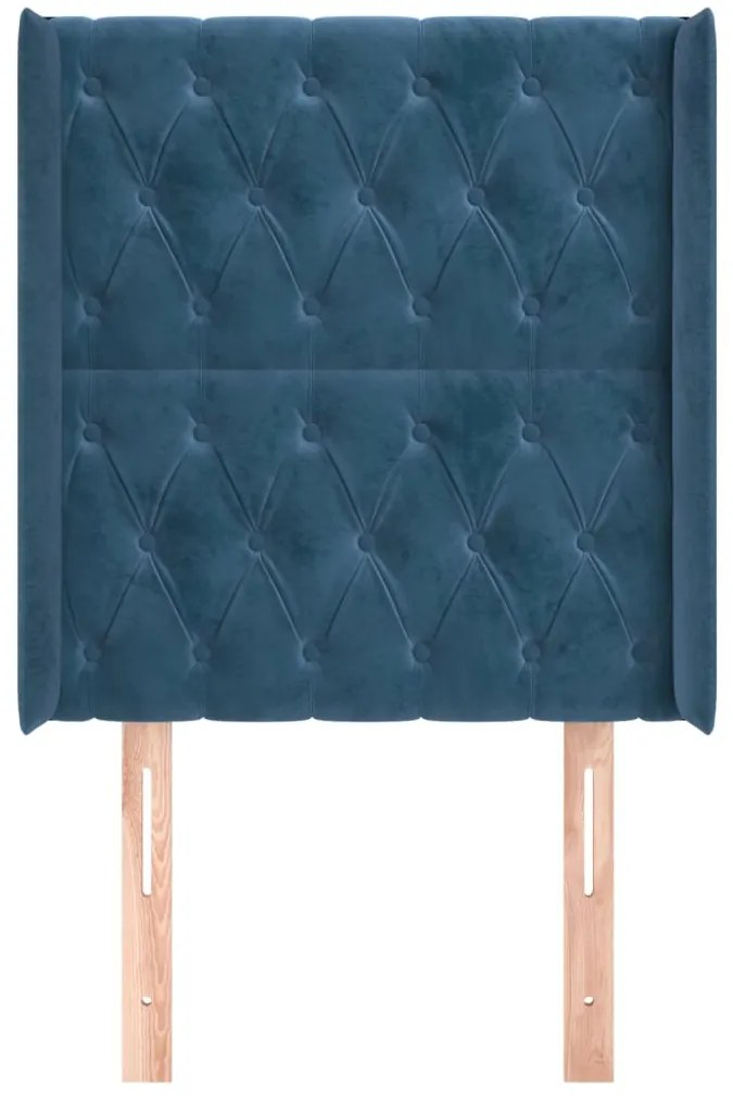 Cabeceira cama c/ abas veludo 83x16x118/128 cm azul-escuro