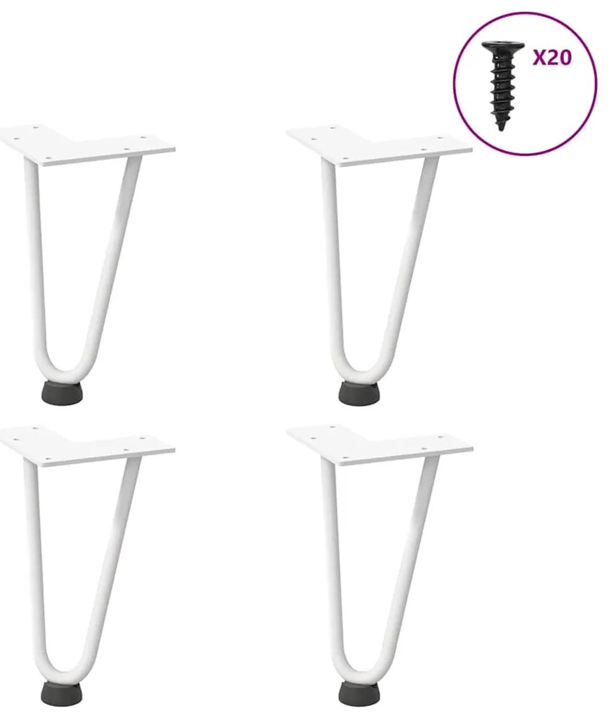 Pernas de grampo para mesa de centro 4 peças, branco, 20 cm, aço maciç
