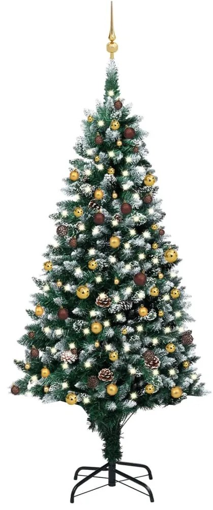 vidaXL Árvore Natal artificial pré-iluminada c/ bolas e pinhas 240 cm