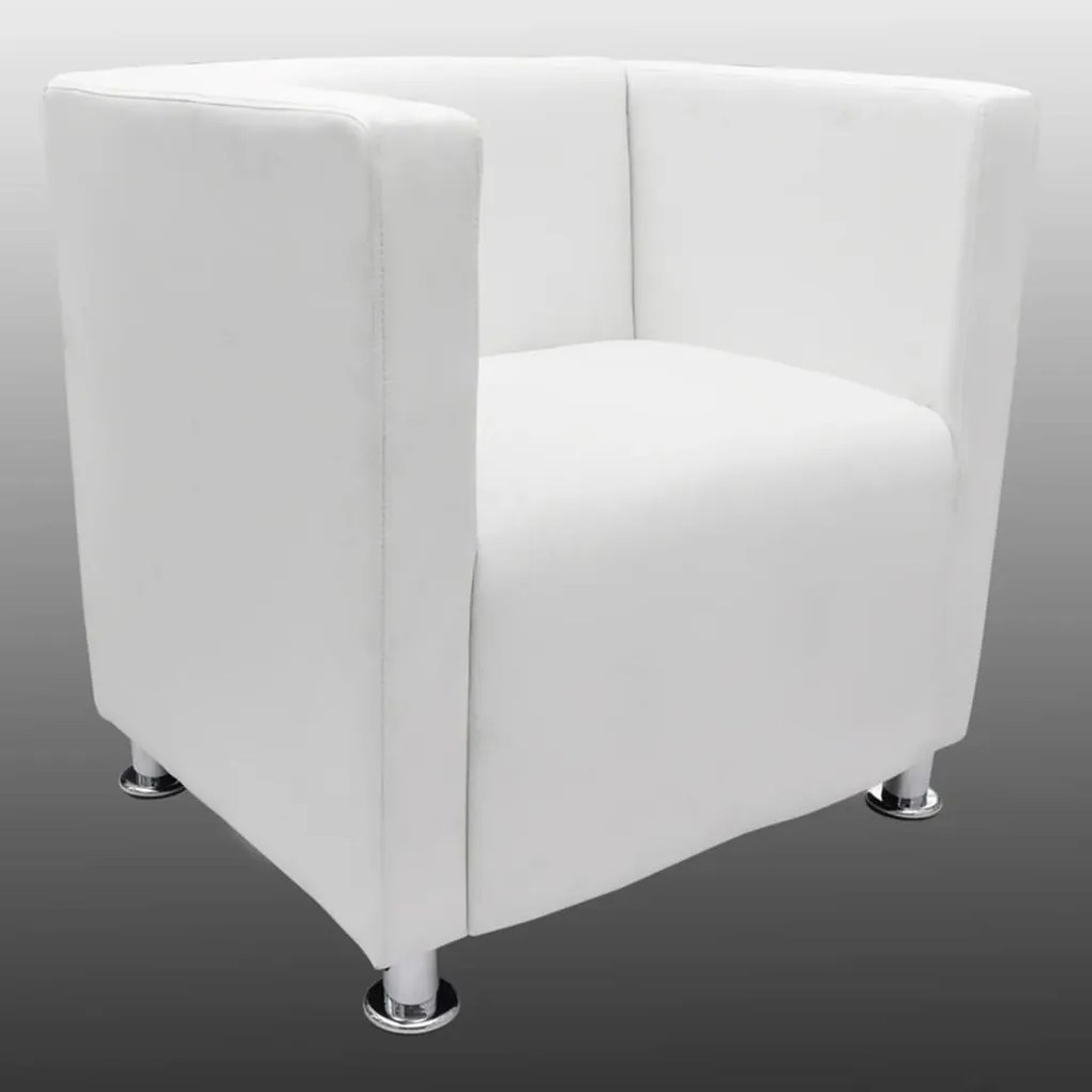 Poltrona Cube Couro Sintético Branco