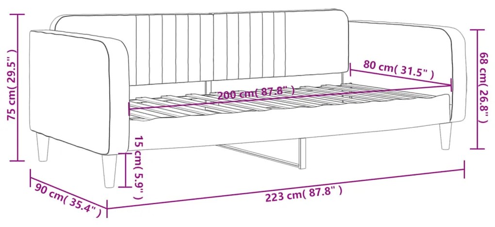 Sofá-cama 80x200 cm veludo cinzento-claro